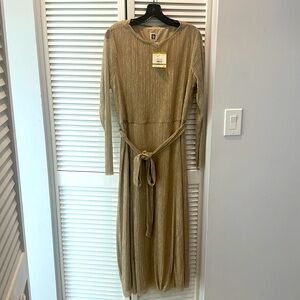 Anne Klein long sleeve gold dress. New with tags. Size 14.